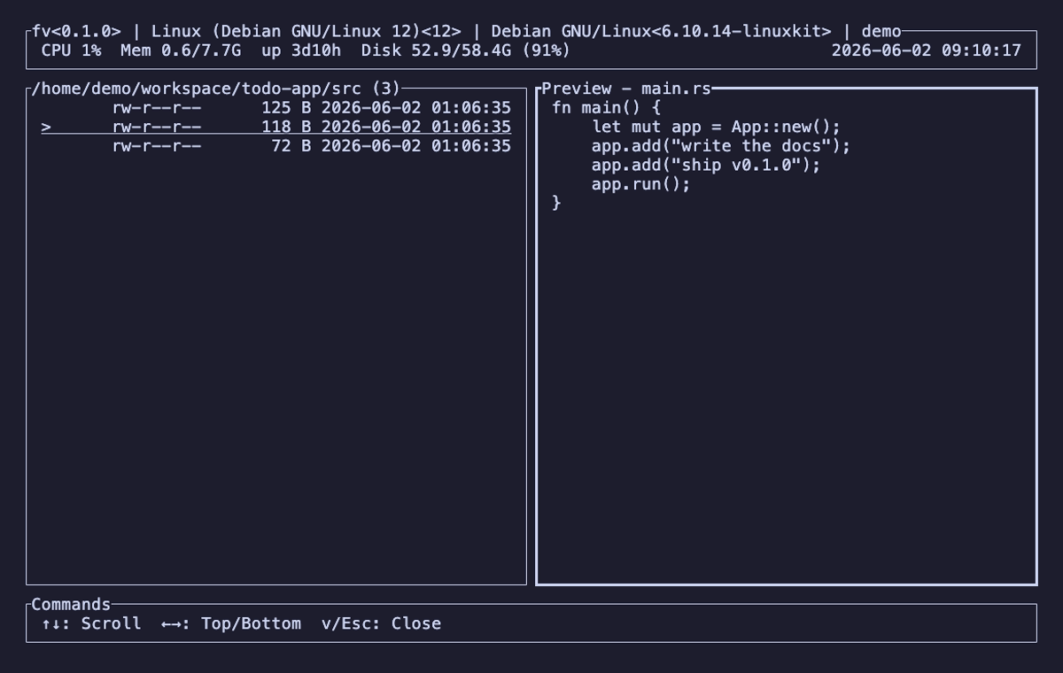 Preview pane showing file content (text / image / audio)